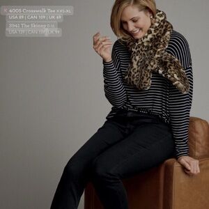 Cabi Crosswalk Tee Striped Black and White Sweater